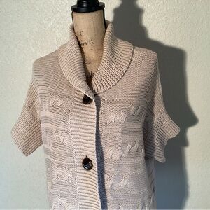Talbots Cream Short Sleeve Cardigan with Buttons